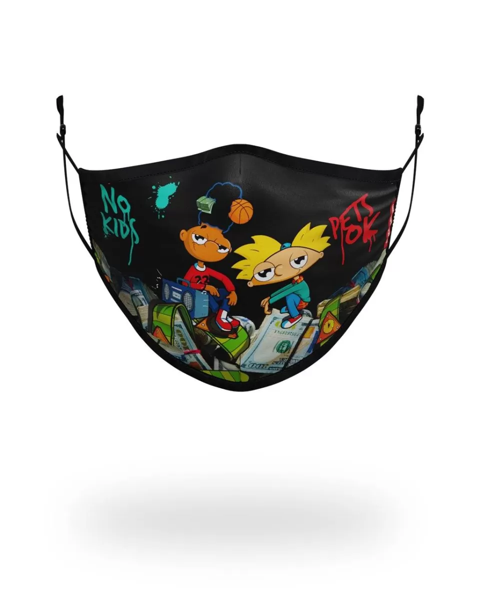 SPRAYGROUND Face Masks*ADULT HEY ARNOLD MONEY STACKS FORM FITTING FACE-COVERING