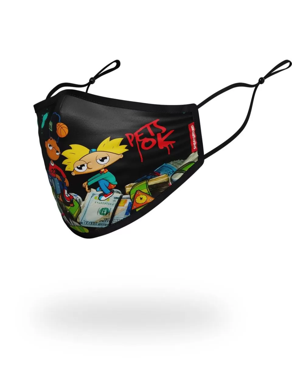 SPRAYGROUND Face Masks*ADULT HEY ARNOLD MONEY STACKS FORM FITTING FACE-COVERING