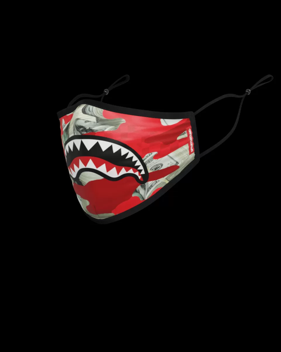 SPRAYGROUND Face Masks*ADULT MONEY CAMO (RED) FORM-FITTING FACE MASK