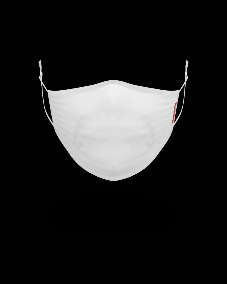 SPRAYGROUND Face Masks*ADULT WHITE ON WHITE SHARK FORM-FITTING FACE MASK