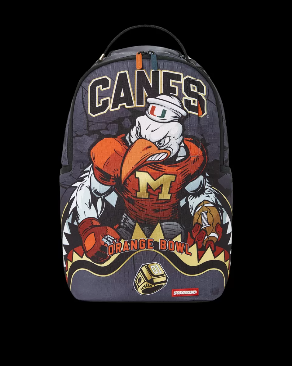 SPRAYGROUND Backpacks*CANES MUSCLE UNIVERSITY OF MIAMI BACKPACK (WITH WARREN SAPP)