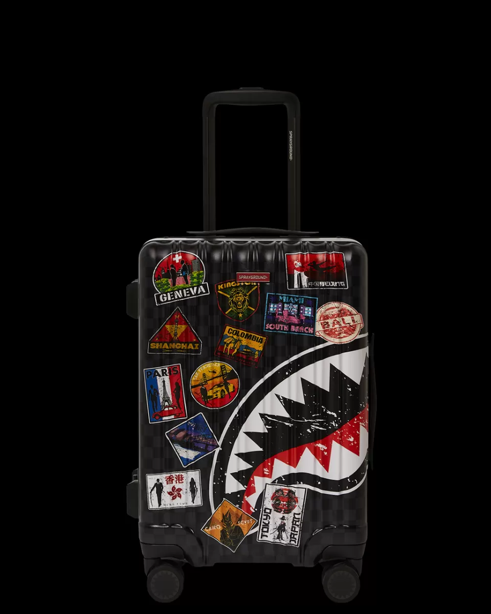 SPRAYGROUND Carry-On Luggage*GLOBAL MOGUL UNLIMITED MILES SHARKNAUTICS HARDSHELL CARRY-ON LUGGAGE