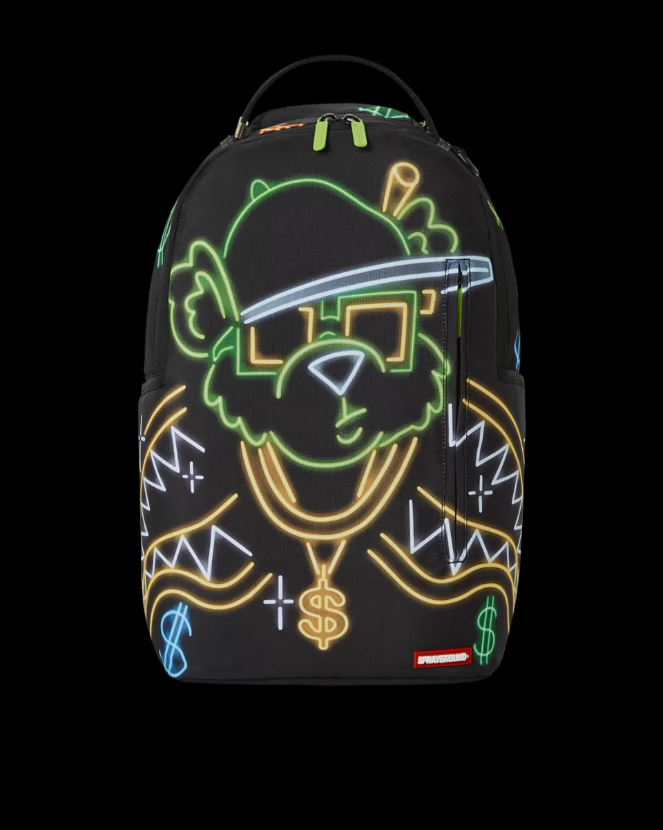 SPRAYGROUND Backpacks*MONEY BEAR CITY LIGHTS BACKPACK