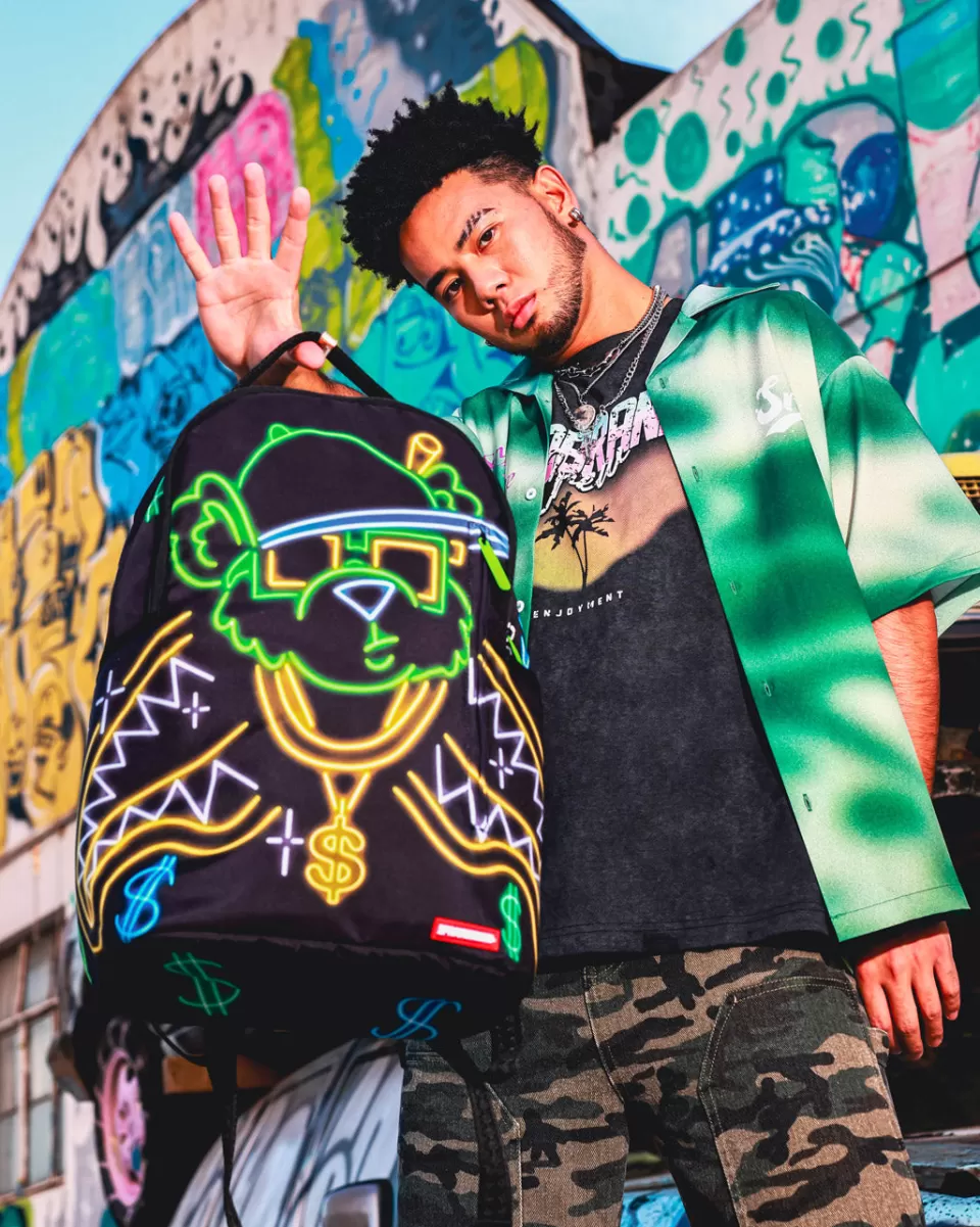 SPRAYGROUND Backpacks*MONEY BEAR CITY LIGHTS BACKPACK