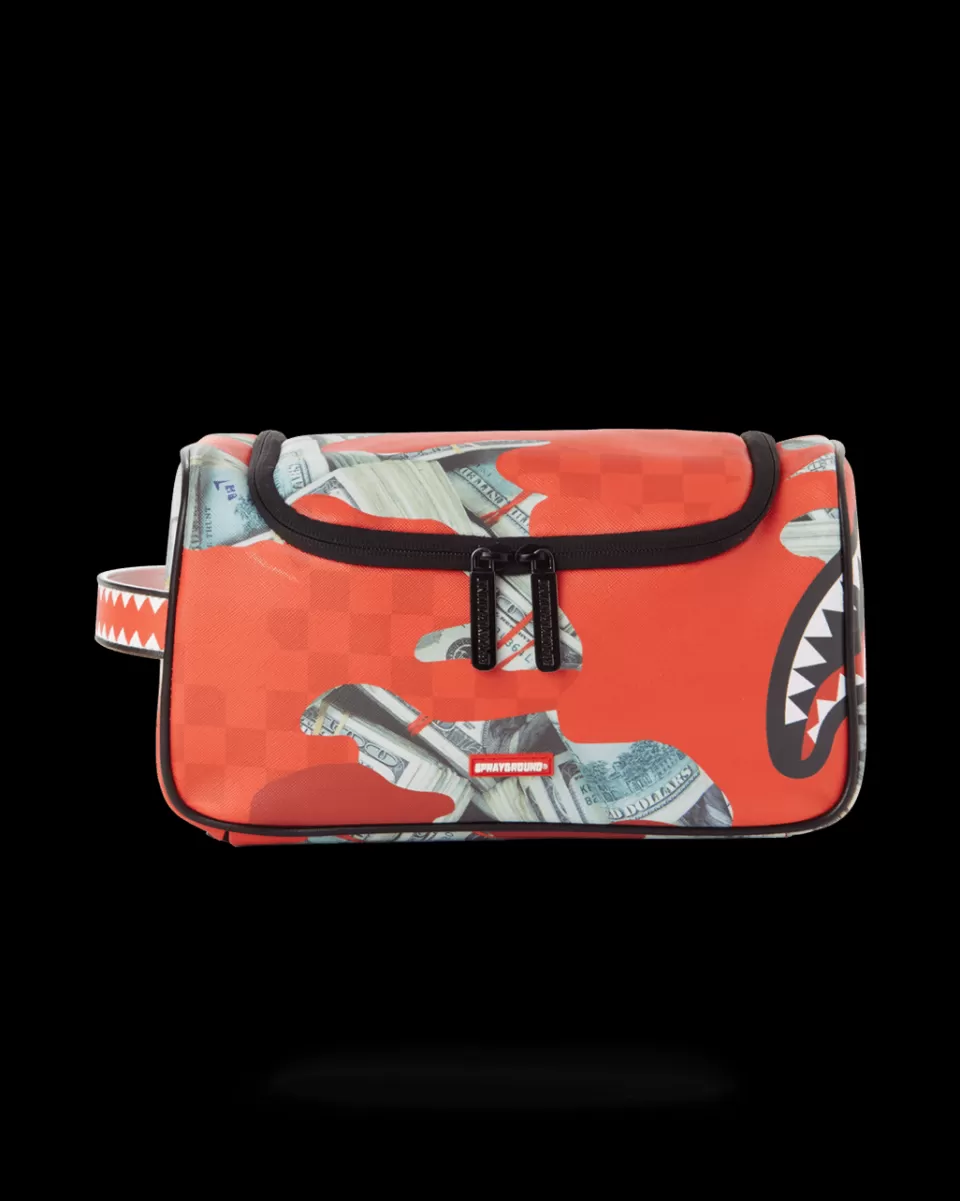 SPRAYGROUND Toiletries Aka Money Bags*MONEY CAMO (RED) TOILETRY BAG