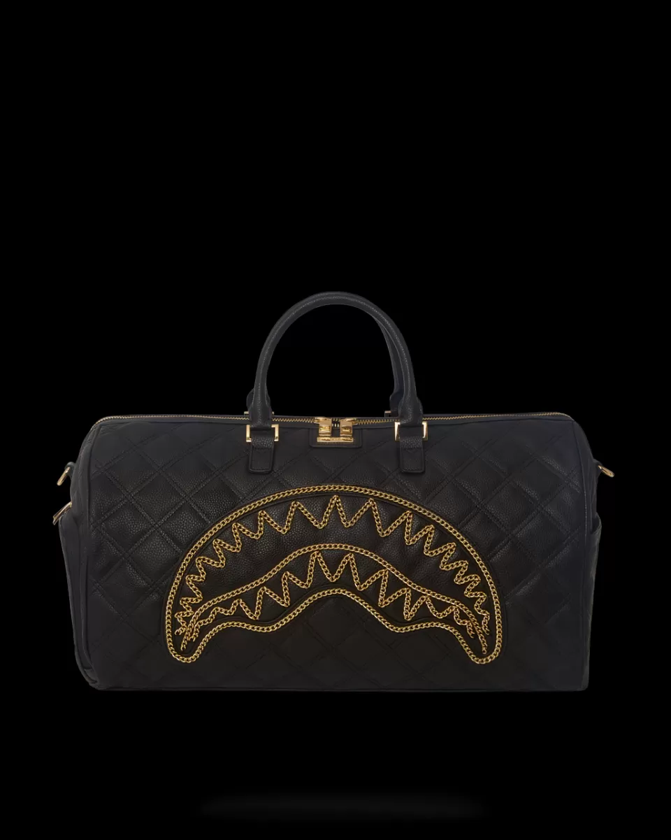 SPRAYGROUND Duffles*NOIR QUILT GOLD CHAIN SHARK DUFFLE