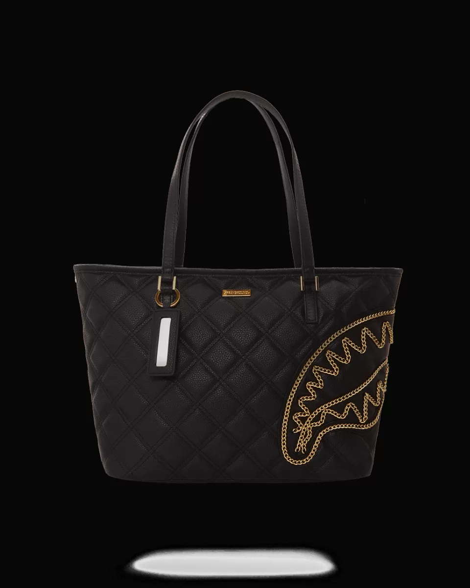 SPRAYGROUND Handbags | Totes*NOIR QUILT GOLD CHAIN SHARK TOTE