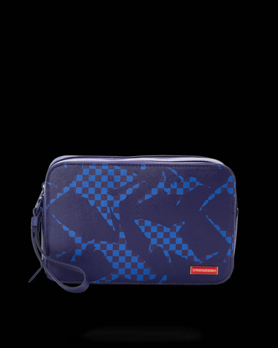 SPRAYGROUND Toiletries Aka Money Bags*SHARK CHECK (BLUE) TOILETRY