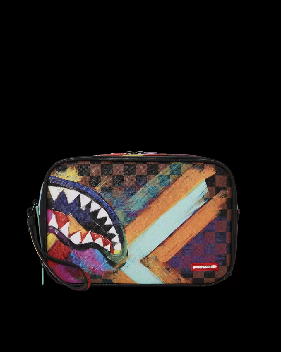 SPRAYGROUND Toiletries Aka Money Bags*SHARKS IN PARIS CITY STREAKS TOILETRY BAG